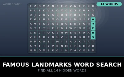 Famous Landmarks Word Search Word Search Puzzle