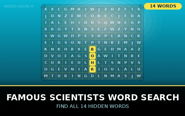 Famous Scientists Word Search Grid