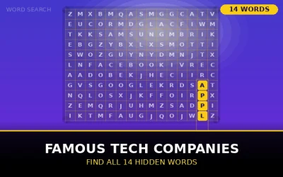 Famous Tech Companies Word Search Puzzle