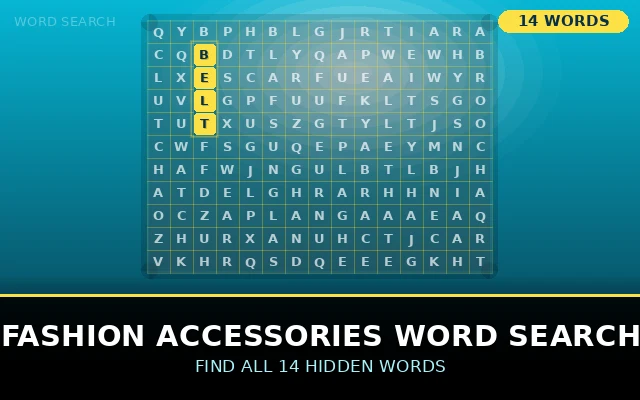 Fashion Accessories Word Search Grid