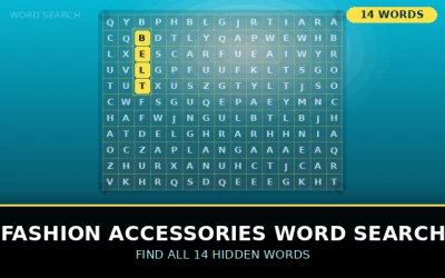 Fashion Accessories Word Search Word Search Puzzle