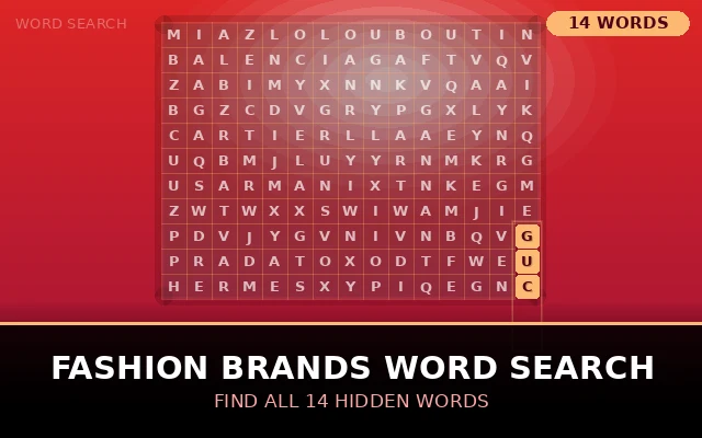 Fashion Brands Word Search Grid