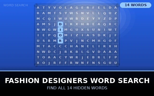 Fashion Designers Word Search Grid