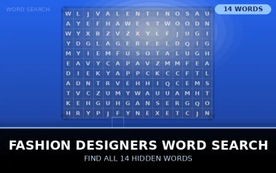 Fashion Designers Word Search Word Search Puzzle
