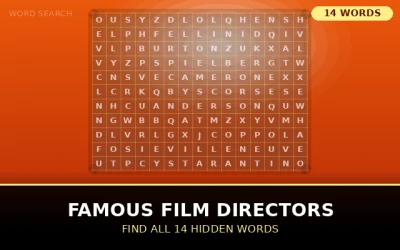 Famous Film Directors Word Search Puzzle