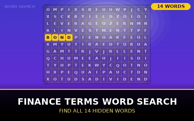 Finance Terms Word Search Grid