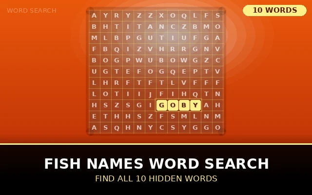 Fish Names Word Search Grid