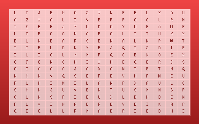 Football Teams Word Search Grid