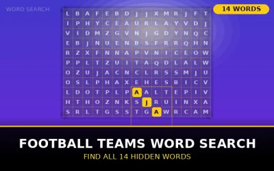 Football Teams Word Search Word Search Puzzle