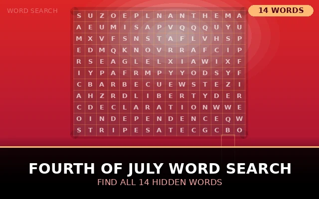Fourth of July Word Search Grid