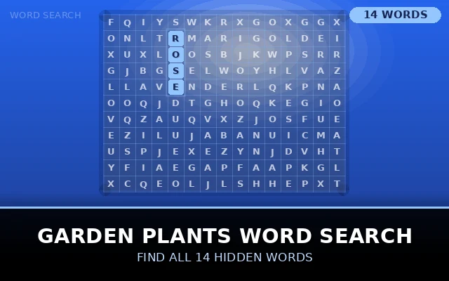 Garden Plants Word Search Grid