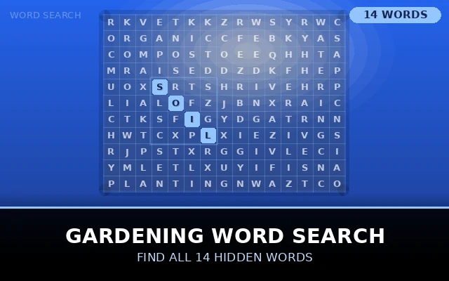 Gardening Word Search Grid