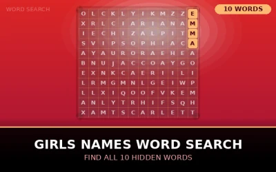 Girls Names Word Search Word Search Puzzle