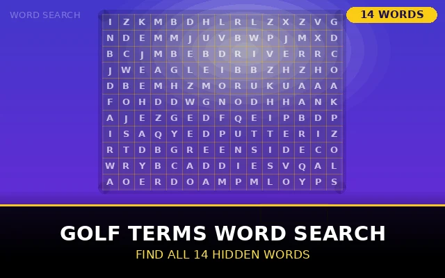 Golf Terms Word Search Grid