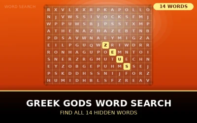 Greek Gods Word Search Word Search Puzzle