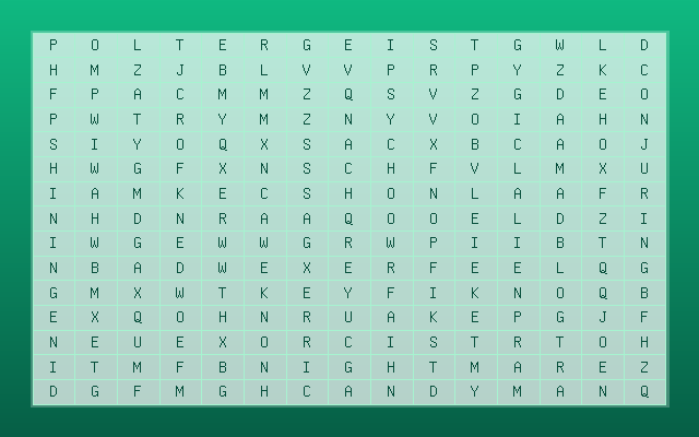 Horror Movies Word Search Grid