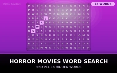 Horror Movies Word Search Word Search Puzzle