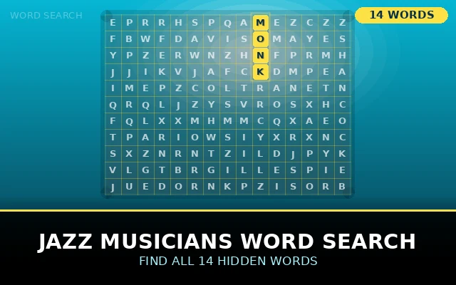 Jazz Musicians Word Search Grid