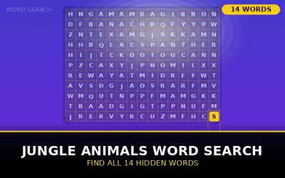 Jungle Animals Word Search Word Search Puzzle