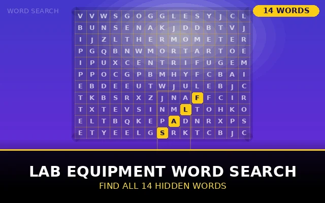 Lab Equipment Word Search Grid