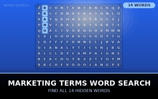 Marketing Terms Word Search Grid