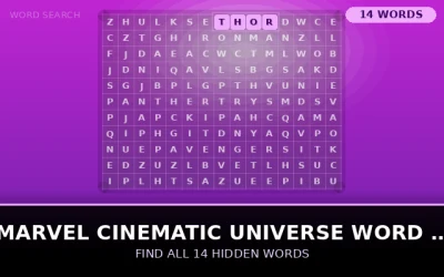 Marvel Cinematic Universe Word Search Word Search Puzzle