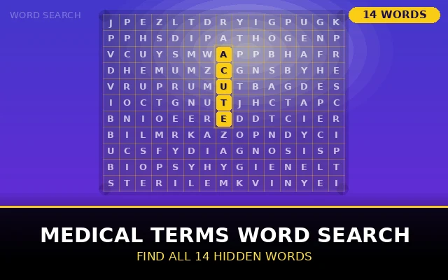 Medical Terms Word Search Grid