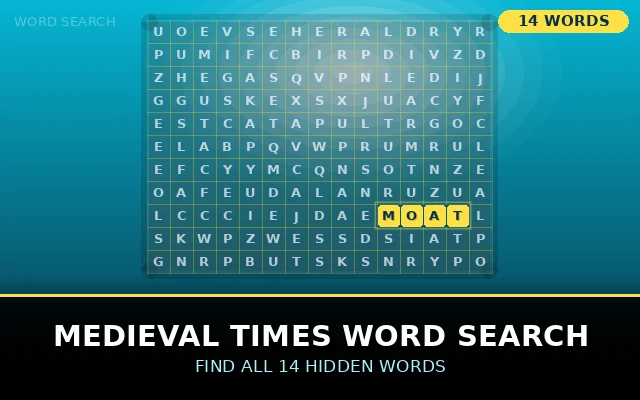 Medieval Times Word Search Grid