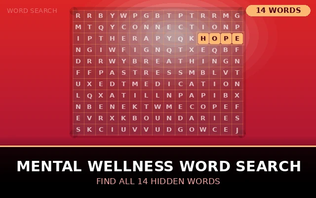 Mental Wellness Word Search Grid