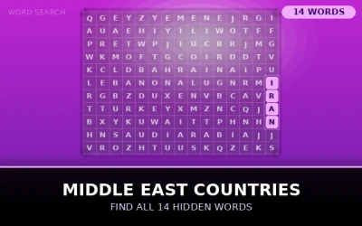 Middle East Countries Word Search Puzzle