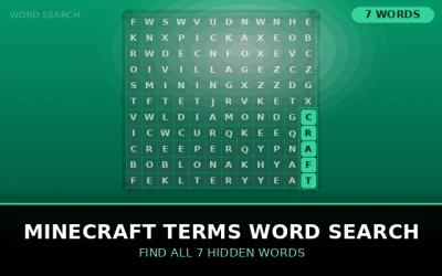 Minecraft Terms Word Search Word Search Puzzle