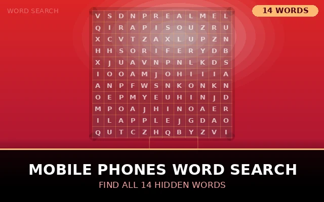 Mobile Phones Word Search Grid