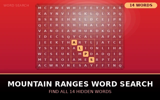Mountain Ranges Word Search Grid