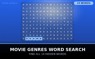 Movie Genres Word Search Word Search Puzzle