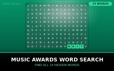 Music Awards Word Search Word Search Puzzle