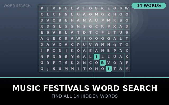 Music Festivals Word Search Grid