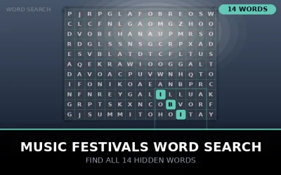 Music Festivals Word Search Word Search Puzzle