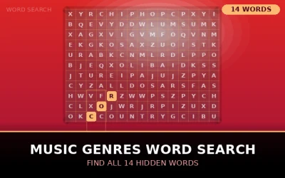 Music Genres Word Search Word Search Puzzle