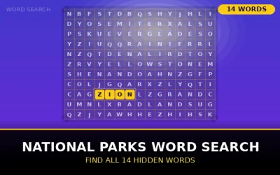 National Parks Word Search Word Search Puzzle