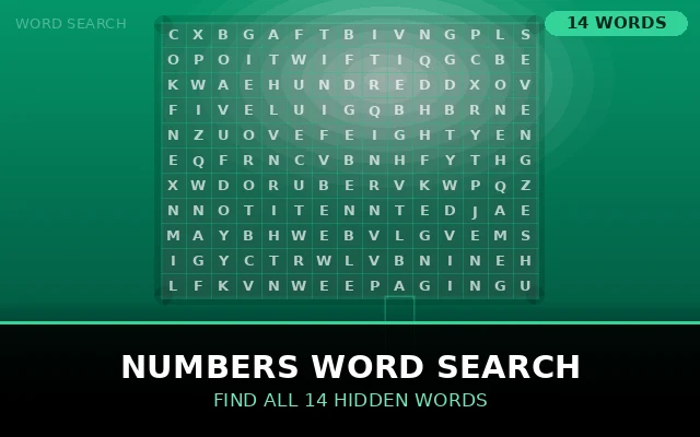 Numbers Word Search Grid