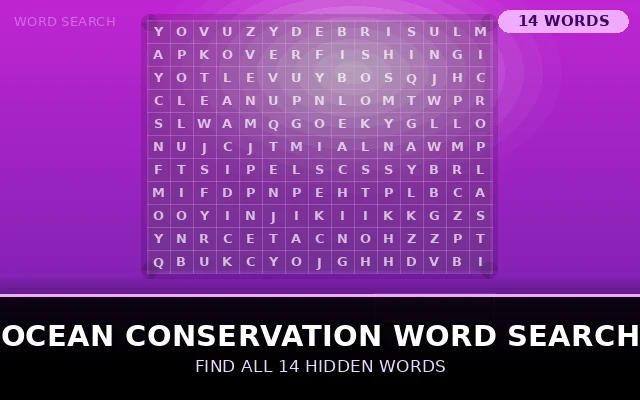 Ocean Conservation Word Search Grid