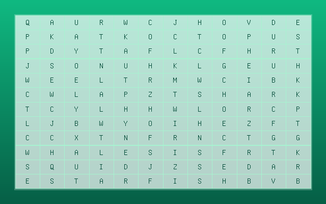 Ocean Creatures Word Search Puzzle