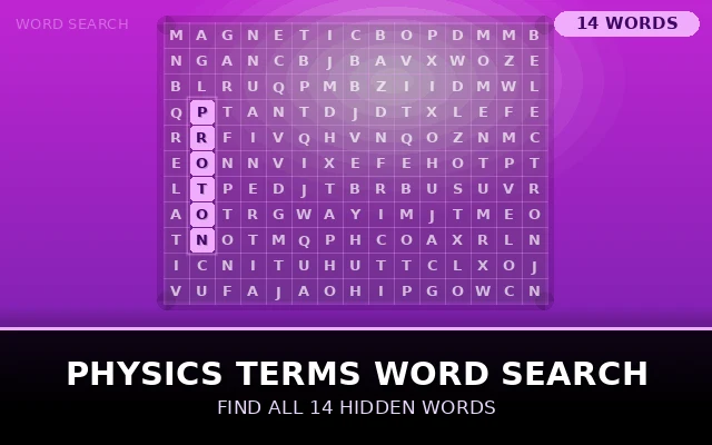 Physics Terms Word Search Grid