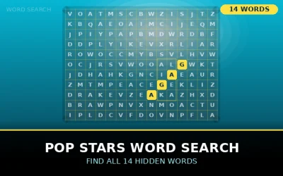 Pop Stars Word Search Word Search Puzzle