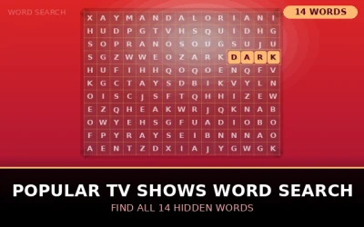 Popular TV Shows Word Search Word Search Puzzle