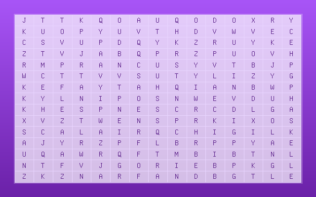 Programming Languages Word Search Grid