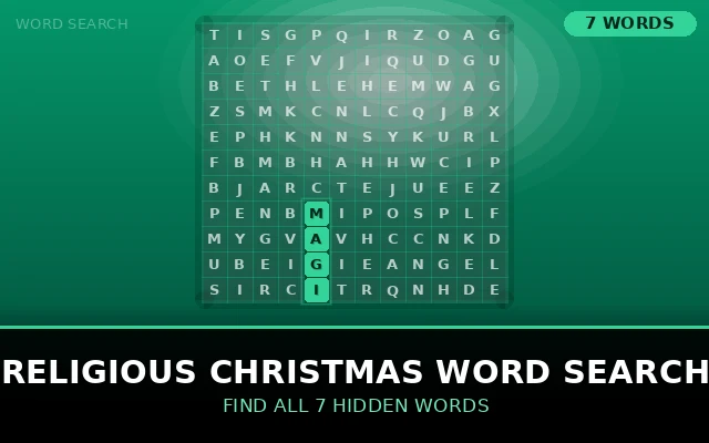 Religious Christmas Word Search Grid