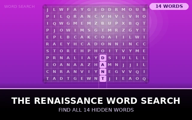 The Renaissance Word Search Grid