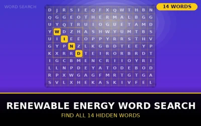 Renewable Energy Word Search Word Search Puzzle
