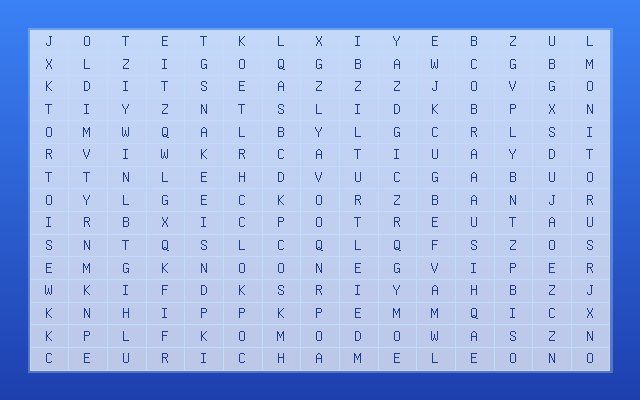 Reptiles Word Search Grid